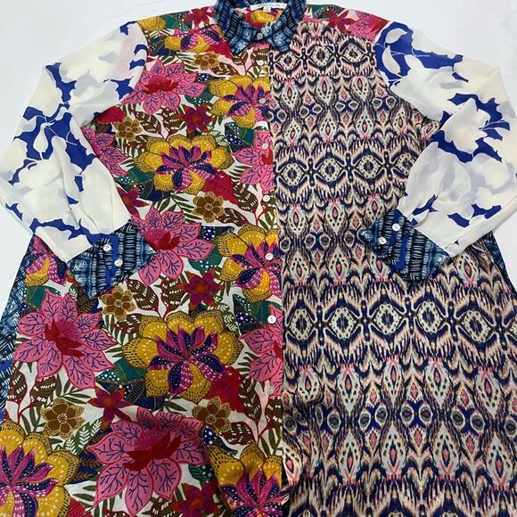 Rose + Olive Animal Floral Paisley Print Sheer Long Sleeve Collared Blouse M - Picture 3 of 9